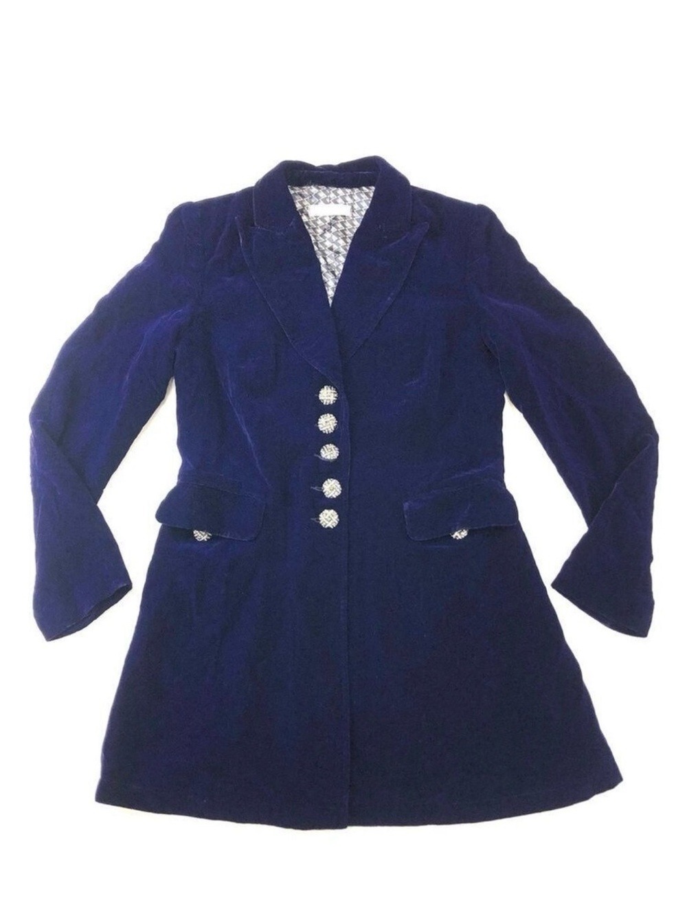 Sunny Choi Vintage indigo plush French velvet notched collar blazer jacket Small